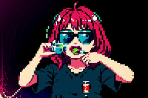 Unicorn with sunglasses drinking coke, COCA-COLA, drink, drinking coke, realistic, photorealistic, cinematic, Magical Fantasy style, Magical Fantasy style, neon photography style,3DMM,perfect,hand,Pixel art,Pixel world,anya,High detailed 
