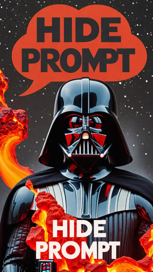 Photo of Darth Vader in lava with text bubble that says "HIDE PROMPT"