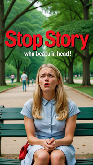 Introverts are unaware when they make people mad. Forrest Gump on a park bench with a beautiful blonde lady covering her ears in a park with text that says "stop story", 