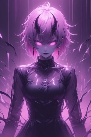 pale demon girl , (prismatic coloring, holographic vibe, chromatic:1.2) black lace transparent blouse, under transparent clothes you can see firm breasts, bonfage clothes, massive dog collar, elegant shoes and wide fishnet stockings, full body, full body in frame, full length, in a jump, ready to attack, attacks, wants to eat, there are a lot of very sharp teeth in the mouth, grins, the mouth is open, there are several rows of teeth in the mouth like a shark, a monster, a sexy monster, a succubus, gothic nightclub background, neon pink lights, dark, gloomy, very dark, dim neon light, in the background there are small leather sofas illuminated from below with neon, breasts visible, (long straight horns:1.2), looks at you as a victim of his sexual pleasures, dark anime,donmcr33pyn1ghtm4r3xl  