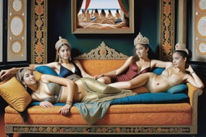 photorealistic Eugene Delacroix by Laurie Lipton superfine detailed color painting of all females harem relaxing in ornate exotic setting,highly detailed
,Extremely Realistic,girl,photo r3al