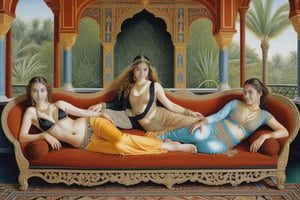 photorealistic Eugene Delacroix by Laurie Lipton superfine detailed color painting of all females harem relaxing in ornate exotic setting,highly detailed
,Extremely Realistic,girl,photo r3al