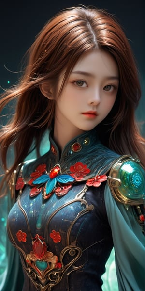 1girl, solo, looking at viewer,very lone hair, bangs, red hair, hair ornament, upper body, flower, parted lips, detached sleeves, japanese clothes, hair flower, wide sleeves, mole, black eyes, lips, mole under eye, makeup, bug, feathers, butterfly, red lips
,smile, (oil shiny skin:1.3), (big_boobs:2.5), willowy, chiseled, (hunky:3), body turn 156 degree, (perfect anatomy, prefecthand, dress, long fingers, 4 fingers, 1 thumb), 9 head body lenth, dynamic sexy pose, breast apart, (medium full shot), (artistic pose of a woman),cyborg style,Time Travel Style,photo r3al,neon style,simple background,Extremely Realistic,circuitboard,TechStreetwear,xxmix_girl,chrometech,surface imperfections,BRS0,BRS2,KJP530R,M601R,DonMASKTexXL ,DonMS4ndW0rldXL