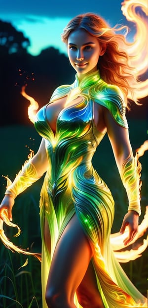  (realistic), (hyperrealism), (photorealistic:1.4), 1girl, sweaty skin,A huge fire spiral arc spell is casted powerfully by a girl with clear facial features in a field wraps around her from her pushing out palm. The huge fire spiral arc spell has lion shape with kinetically ink like bursting out. Realistic. Wide view. Bright background. Rembrandt light. Raytraced. Fighting momentum pose, Full length body, Clear palms, unreal, mystical, luminous, surreal, high resolution, sharp details, soft, with a dreamy glow, translucent, in 8k resolution, beautiful, stunning, a mythical being exuding energy, textures, breathtaking beauty, pure perfection, with a divine presence, unforgettable, and impressive.
, ,1 girl,smile,(oil shiny skin:1.0), (big_boobs:1.5), willowy, chiseled, (hunky:2.8),(( body rotation -90 degree)),,(perfect anatomy, prefecthand, dress, long fingers, 4 fingers, 1 thumb), 9 head body lenth, dynamic sexy pose, breast apart, (artistic pose of awoman),DonM3lv3sXL,minimalist hologram,glow,DonMF1r3XL