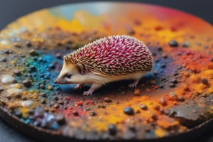 hedgehog mouse, vibrant pigments, simulated textures, blurs between real and artificial, oil painting