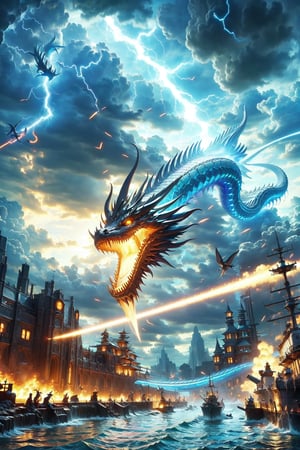 (magic battleship,floating city),(lightning serpent),crystal and silver entanglement