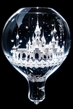  (floating castle),(complex lace structure:1.5),space background,Black and white entanglement, crystal and silver entanglement Negative prompt: EasyNegative, badh,