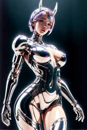 1girl,solo,cybirg style, cyborg, wire, cable, android, mechanical body part, hd, looking_at_viewer, purple