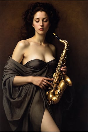 (((iconic lady with playing a saxophone Chiaroscuro light but extremely beautiful)))
(((intricate details,masterpiece,best quality,religious,minimalist,mysterious,hyperrealistic)))
(((Sexy,gorgeous,voluptuous,glamorous fashion,sophisticated, elegant)))
(((by caravaggio style,by Michael Curtiz style))),digital artwork by Beksinski