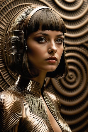 (((iconic futuristic-sci-fi girl but extremely beautiful)))
(((Monochrome bronze solid colors)))
(((Chiaroscuro background)))
(((view macro zoom, close up )))
(((open spaces mystical background)))
(((intricate details,masterpiece,best quality,hyperrealistic,)))
(((gorgeous,voluptuous)))
(((by Michael Curtiz style, by Diane Arbus style)))
