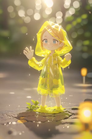 1girl,cute,transparent raincoat,crossroad,traffic lights,masterpiece,best quality,very aesthetic,extremely detailed,claymation