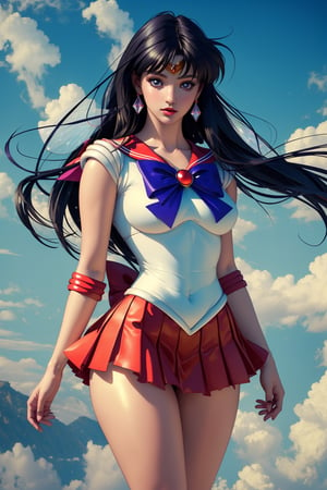 ((masterpiece, best quality)), sailor moon,mini skirt,sexy,curvy body,detailed face,perfect eyes,detailed hands,light background,mix of fantasy and realistic elements,vibrant manga,uhd picture , crystal translucency, vibrant artwork,fairy,SMMars