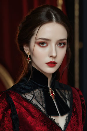 (ultra realistic,best quality),photorealistic,Extremely Realistic, in depth, cinematic light,hubggirl,

1girl, professional photoshot, red and black gothic clothing, beautiful model, very detailed brown hair, incredibly detailed red eyes, elegant and aesthetic pose, very detailed outfit, 