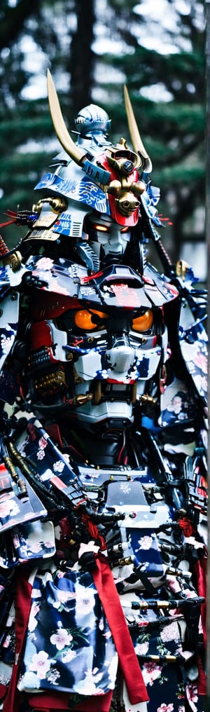create a stunning image of japanese samurai robots taken Tokio, Japan. they have bio armors with blue lines in his armors, that can change his form into they want. the robot have cyberpunk adjuncs, the image was taken with a hasselblad x2d with a wide angle lens, the image are inspirated by surrealism art, the soldiers make justice with his katanas. the image to evoke powerfull. the parameters of composition in the image are based in aureal composition and use lines in the composition. the image look so real and surrealist at the same time, the image evoke art and its a master piece.spcrft,vertical,samurai mecha