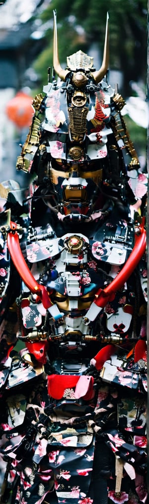 create a stunning image of japanese samurai robots taken Tokio, Japan. they have bio armors that can change his form into they want. the robot have cyberpunk adjuncs, the image was taken with a hasselblad x2d with a wide angle lens, the image are inspirated by surrealism art, the soldiers make justice with his katanas. the image to evoke powerfull. the parameters of composition in the image are based in aureal composition and use lines in the composition. the image look so real and surrealist at the same time, the image evoke art and its a master piece.spcrft,vertical,samurai
