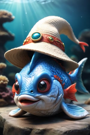 amzing fish ultra deatail, whit a hat