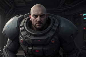 (masterpiece, only realistic, high quality), a well-shaped masculine handsome fat dilf 1man looking at viewer in male focus while  inside spaceship, short hair, brown facialhair, he his him, sense of explorating new worlds, highres image scan, associated press, realistic, photorealistic, real life, real, smooth clear clean, softglow effect, outstanding, different original creative, new angle view, cinematic, scifi action movie style, inspired by Ridley Scott, (ActionVFX) for extra alien atmosphere, rich, interesting, truly nice vibrating professional award-winning image in uhd, high-definition, surprising, joyful, leds, neon, light particles, alien map, holograms, trending on IMDB, paramount studios, futuristic, chiaroscuro colorful, HIGHLY DETAILED, SHARP FOCUS, ,b33rb3lly