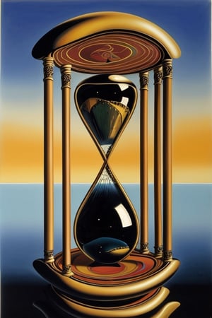 modern hourglass, painting, Salvador Dali.,realistic