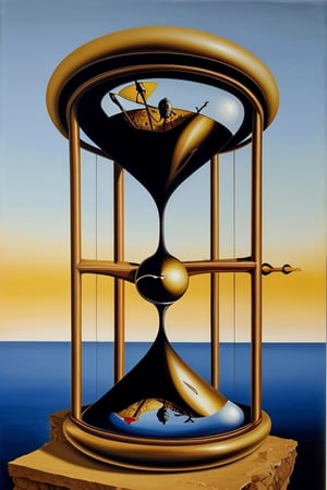 modern hourglass, painting, Salvador Dali.,realistic