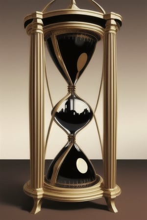 modern hourglass, painting, Salvador Dali, roman numerals background, clock hands, surreal