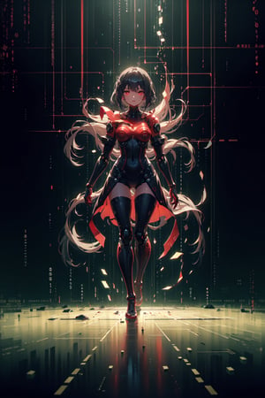 (dark theme,red theme,style of Yuko Shimizu:1.5),

(extremely detailed CG unity 16k wallpaper,best quality,extreme quality,masterpiece,ultra-detailed,backlight,:1.3),
(1 madness robot female warrior,glowing red eyes, looking at viewer,evil,many red warning windows :1.4),

(only zero and one, binary code:1.5),binary code and digital art, digital art, 
