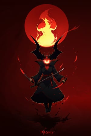 a demonic evil katana,  floating in air,  red glint,  terrific,  red glint,  red glow,  scary,  dark gloomy background, 
,DisembodiedHead,EpicLogo
