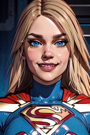 ULTIMATE LOGO MAKER [XL],kara,Supergirl,long hair,nodf_lora, perfect, perfectly detailed face, beautiful body, looking_at_viewer, best quality, detailed, detailed face, perfect body, smirk, joyful