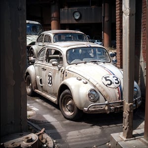 (Top Quality, Masterpiece), Realistic, Ultra High Resolution, Complex Details, Exquisite Details and Texture, Realistic, ((three quarter view)), 
Volkswagen Beetle car, ,madgod,volkswagen type1, ,vwhrb