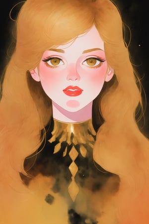 (by Conrad Roset, Nicola Samori), (purposefully beautiful:1.4), (1920s pinup girl, cute face, long hair, golden hair, silver lights),watercolor,K-Eyes