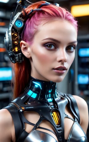 best quality, masterpiece, realistic, extreme realism, source_realistic, 1girl, Deru, detailed face, long shot scenic professional photograph of (Cybernetic Jawless, mechanical parts,cybernetic:1.1). missing lower jaw, PunkAI. Elegant. Futuristic. Avant-garde. Seductive. Provocative. Cyber. Minimalist. Bold. High-tech. Sophisticated. Monochromatic. Extravagant. Metal. Powerful. Avant-garde. (beautiful detailed woman1.6). Glamorous. Metal. Bright. Neon. High-tech. Elegant. Futuristic. Vivid. Intricate. Cyber. Minimalist. Iridescent. Bright. Bold. Chrome crest. Asymmetrical shaved hair. Neon colors. Holographic shiny hair. cyberpunk-2077. Ambitious. Calculator. Elegant. Manipulative. Sophisticated. Ruthless. Autonomous. Competitive. Cold. Visionary. Power oriented. Intriguing. Adaptable. ultra detailed GOD 8k. CD Projekt Red.. Modular haute couture wardrobe. Neural communication device. Biometric facial modifications. Custom augmented reality masks. BiopunkAI., perfect viewpoint, highly detailed, wide-angle lens, hyper realistic, with dramatic sky, polarizing filter, natural lighting, vivid colors, everything in sharp focus, HDR, UHD, 64K,Cyberpunk,night city