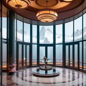 (+18) , NSFW ,
(best quality, masterpiece, high_resolution:1.5), 
a large wide lobby in 5star-hotel  with wonderful and luxury interior designing by Bill Bensley.,
The lobby is full of beautiful women,
Big Glass window over looking a Snow mountain,
Wonder of Art and Beauty