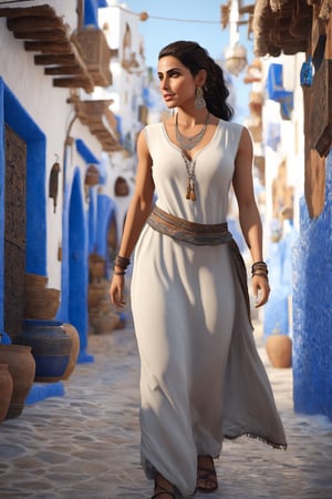 (+18) , nsfw , 
A beautiful house wife woman, 
Arabian milf , 
Hourglass figure, 
perfect detailed face, 
big bright hazel eyes and big lips, photorealistic, 
wearing a sleeveless T-shirt, 
Wearing traditional boots , 
8K, filmic, photographic realism, 
sweet innocent face, long hair, 

Walking in the streets of Chefchaouen in Morocco , 
Extremely Realistic ,
A Masterpiece, 
8k Resolution Artstation, 
Unreal Engine 5, 
Cgsociety, 
Octane Photograph, sharp focus ,
,