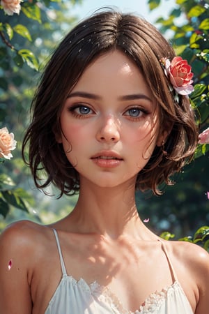 (masterpiece:1.05) (picturesque:1.05) (((extremely detailed CG unity 8k wallpaper))), too many flowers, 13 years old 1girl, from below, gloating, cute face, shy skin, sick face, pretty eyes, (hair ornament:1.5), sitting, ((blonde hair)), ((blue eyes)), ((closed mouth)), ((one girl all over the screen)), (((portrait, extra wide shot))), waterfall, (pillar of bridge), fairy tale, fancy, wind, sparkle, light rays lens flare light particles, hyper detailed, high detail, exquisite detail, cinematic lighting, sharp focus, bokeh highlight, post-processing, Inpaint at full resolution, (realistic: 1.4), (illustration: 1.2), Angelonia, Rich red dress with lots of lace and frills, ((fluttering petals)), rose vines, extra wide shot, 