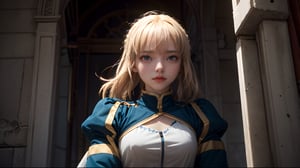 Kings and Queens, YouTube thumbnail, best quality, masterwork, high quality, anime art style,phSaber, (solo), (upper body), from below