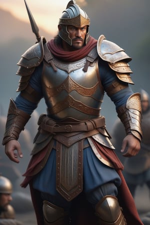 masterpiece, best quality, 1 man, warrior in battle, full body armor, (colorful), (finely detailed beautiful eyes and detailed body), cinematic lighting, extremly detailed cg unity 8k wallpaper