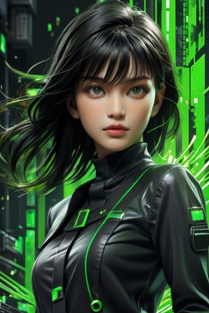 (Matrix Neo, Matrix Code, green and black color scheme, epic poster composition drawn in manga style, dynamic and highly detailed Art Station, concept art, influenced by Artgerm and Wadim Kashin), detailed textures, High quality, high resolution, high precision, realism, color correction, proper lighting settings, harmonious composition, Behance works