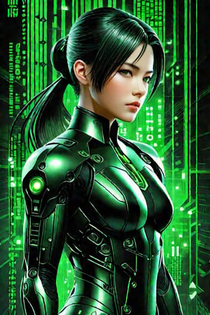 (Matrix Neo, Matrix Code, green and black color scheme, epic poster composition drawn in manga style, dynamic and highly detailed Art Station, concept art, influenced by Artgerm and Wadim Kashin), Detailed Textures, high quality, high resolution, high Accuracy, realism, color correction, Proper lighting settings, harmonious composition, Behance works,sad