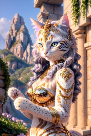 (Anthropomorphic cat turned into Aphrodite), Detailed Textures, high quality, high resolution, high Accuracy, realism, color correction, Proper lighting settings, harmonious composition, Behance works,realistic,hmnzct