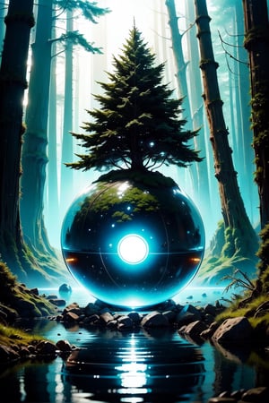 (🌲🌲Mystical, Yakushima, Japan, primeval Yaku cedar forest, 🌲Deep in the forest, mysterious small pond, blue-white glowing sphere of light floating in the air, 🤩🌲Ghibli style, masterpiece one-shot, 🤩amazingly beautiful photos 🤩), Unity, Unreal Engine, High Technology, Octane Rendering, Super High Quality, Super High Resolution, Super High Quality, Super Realistic, Color Correction, Good Lighting Settings, Good Composition, Very Low Noise, Sharp Edges, Harmony Great composition, accurate and detailed drawing, masterpiece, award-winning photo, StackedCityAI