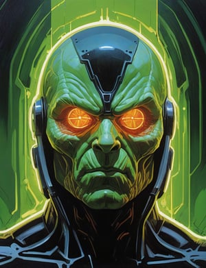 (Close up head and shoulders portrait :1.4), imp , super villain, uranium, glass, poison death, earth shattering ,dark and disturbing, shadow, webs , glowing triadic colors , 2D illustration,  detailed  painting, epic comic book art, intricate and intense oil paint (art by Syd Mead:1.2), symmetrical features, triadic color scheme, muted colors, detailed, (art by bruce mccall:1.6)