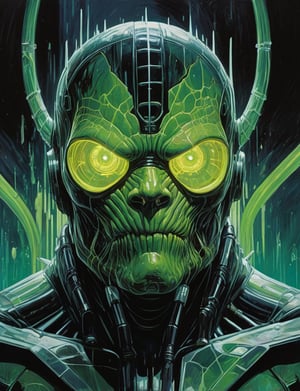 (Close up head and shoulders portrait :1.4), leviathan, super villain, uranium, glass, poison death, earth shattering ,dark and disturbing, shadow, webs , 2D illustration,  detailed  painting, epic comic book art, intricate and intense oil paint (art by Syd Mead:1.2), symmetrical features, triadic color scheme, muted colors, detailed, (art by bruce mccall:1.6)