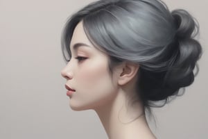 A minimalist and delicate vector illustration of a woman's profile, rendered in soft, muted colors. The subject's face is outlined with fluid, gentle lines, creating an ethereal and fragile appearance. Her eyes, nose, and lips are subtly hinted at, using light and shadow to add depth. The background is clean and simple, with a gradient of soft hues, evoking a sense of calm and introspection. The overall effect is one of understated elegance, celebrating the vulnerability and innate grace that defines human beauty. This vector illustration is a stunning example of the power of simplicity in art., dark fantasy, graffiti, 3d render, vibrant, photo, painting, illustration