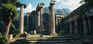 Post-apocalyptic ruins of ancient Greek city, ancient ruins, nature, landscape, remains of statues, architectural remains,

(Masterpiece), ((, Illustration Style,)) Still Film, ((Photorealistic: 1.2)), Cinematic Lighting, Perfect Composition, Super Detailed, Full Body, Masterpiece, (Best Quality: 1.3), Reflections, Extremely Detailed cg unity 8k wallpaper, detailed background, masterpiece, best quality, (masterpiece), (best quality: 1.4), (ultra high resolution: 1.2), (hyperrealistic: 1.4), (realistic: 1.2), most Best quality, high image quality, high resolution, ultra-realistic image quality, 8k, real rainforest, epic movie style,
