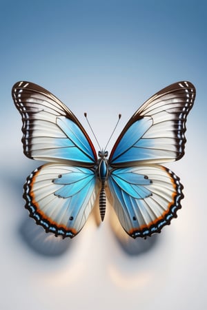 ((Best Quality)), ((Masterpiece)), ((Super Detailed)), Extremely Detailed CG, (Illustration), ((Detailed Light)), (Beautiful Detailed Butterfly), Leonardo Style, white background, close-up, blue butterfly,