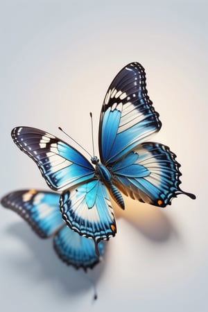 ((Best Quality)), ((Masterpiece)), ((Super Detailed)), Extremely Detailed CG, (Illustration), ((Detailed Light)), (Beautiful Detailed Butterfly), Leonardo Style, white background, close-up, blue butterfly,