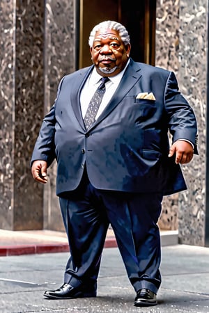 Epic movie style, masterpiece, perfect quality, exquisite details, real, clear, sharp, detailed and professional photos. (((Comparison))), 8k, Ultra HD quality, movie appearance,
Morgan Freeman, chubby and cute, suit agent, big fat guy, fat guy, funny fat guy, chubby cute fat guy, full body portrait,