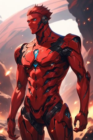 science fiction male with red skin