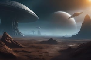 alien landscape with a tainted atmosphere,DonM0ccul7Ru57XL,scenery