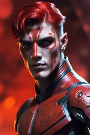 science fiction male with red skin,anepicboy