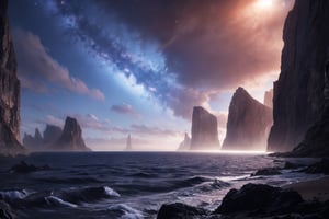 extraterrestrial  landscape from sea
